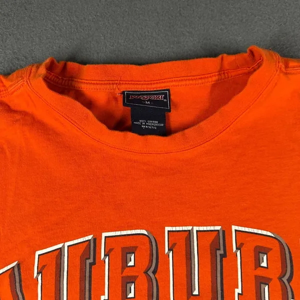 Vtg Auburn Tigers Jansport Medium Orange Long‎ Sleeve Tee Front Back Graphic - Image 3