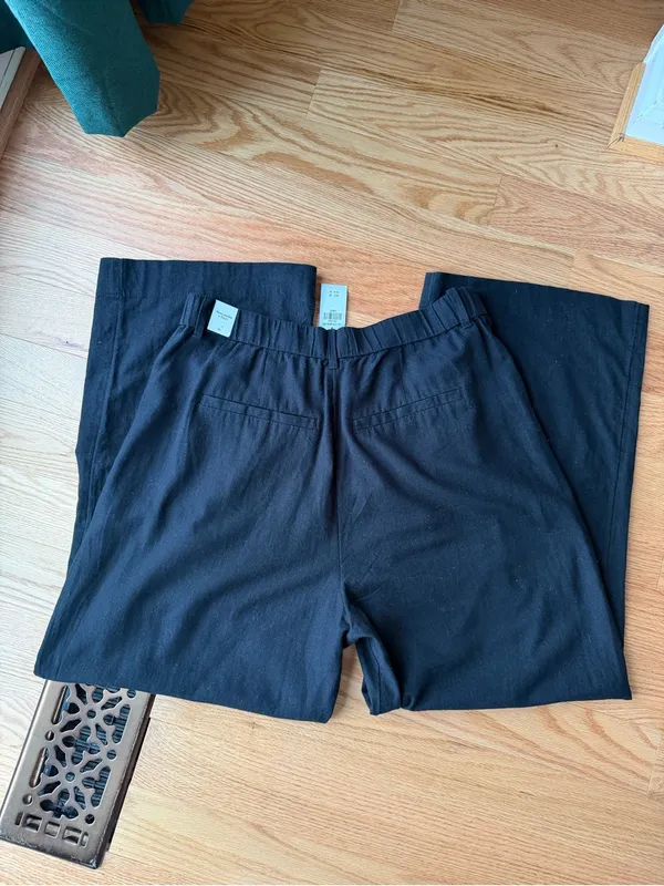 Abercrombie & Fitch Black Linen Blend Wide Leg Pants NWT L - Image 2