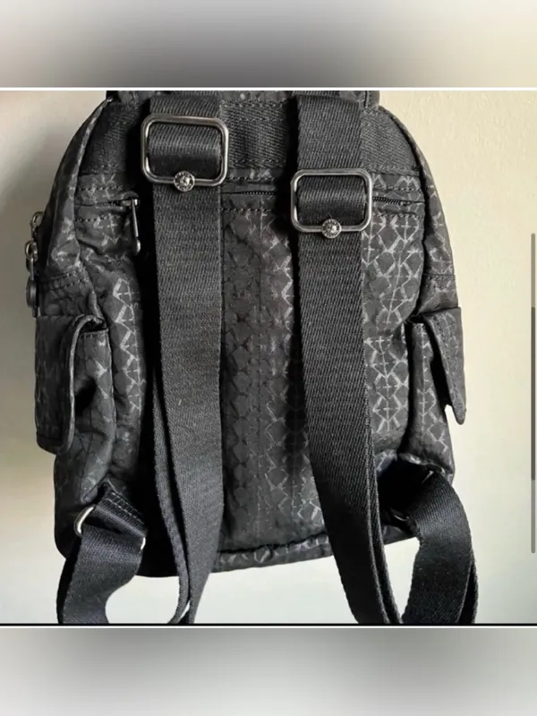 Kipling City Mini Backpack Pattern Black with Monkey - Image 5