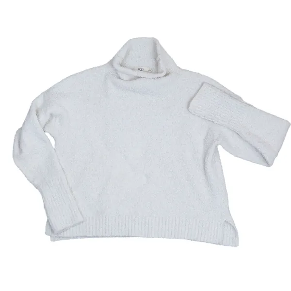 UGG Turtleneck Sweater Womens Large Cream Teddy Knit Plush‎ Cozy Drop Shoulder L - Image 2