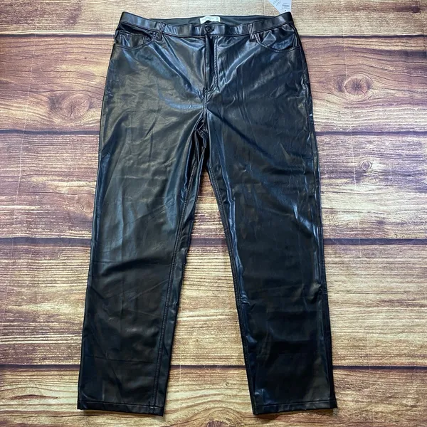 Abercrombie & Fitch Pants Womens 35 Faux Leather Straight Ultra High Rise 90s - Image 2