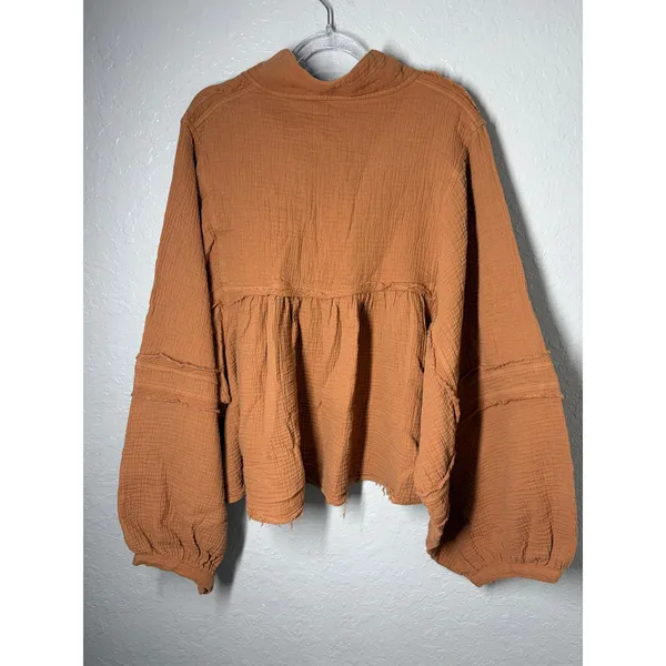 Talulah Boho Balloon Sleeve Gauze Top Sz L Cotton Lagenlook - Image 6