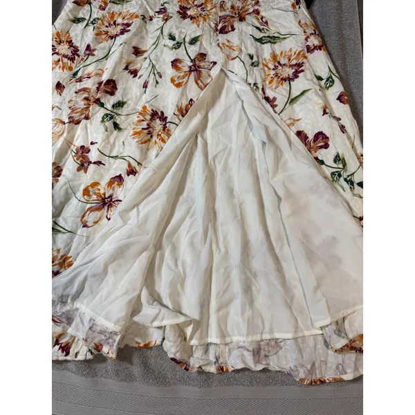 NWT Lulus‎ SZ Large Parisian Picnic Cream Floral Jacquard Puff Sleeve Midi Dress - Image 6