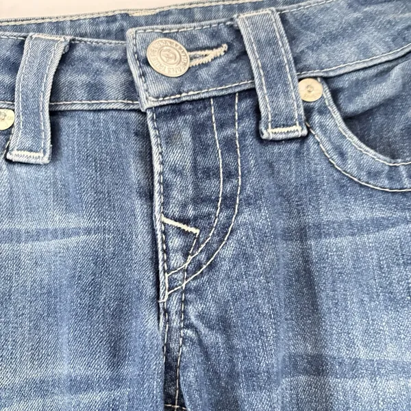 True Religion‎ Women's 25 Straight Leg Jean Blue Pockets Medium Wash Low Rise - Image 7