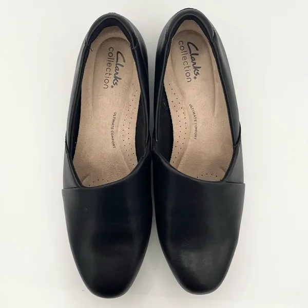 Clarks wide Juliet Palm black grain leather loafers women’s Size 7 1/2 - Image 12