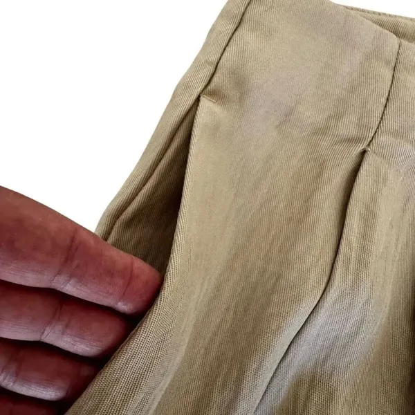 Zara Beige Tan Pleated Viscose Wide Leg Y2K High Waist Trouser Pants SZ S #2434 - Image 4
