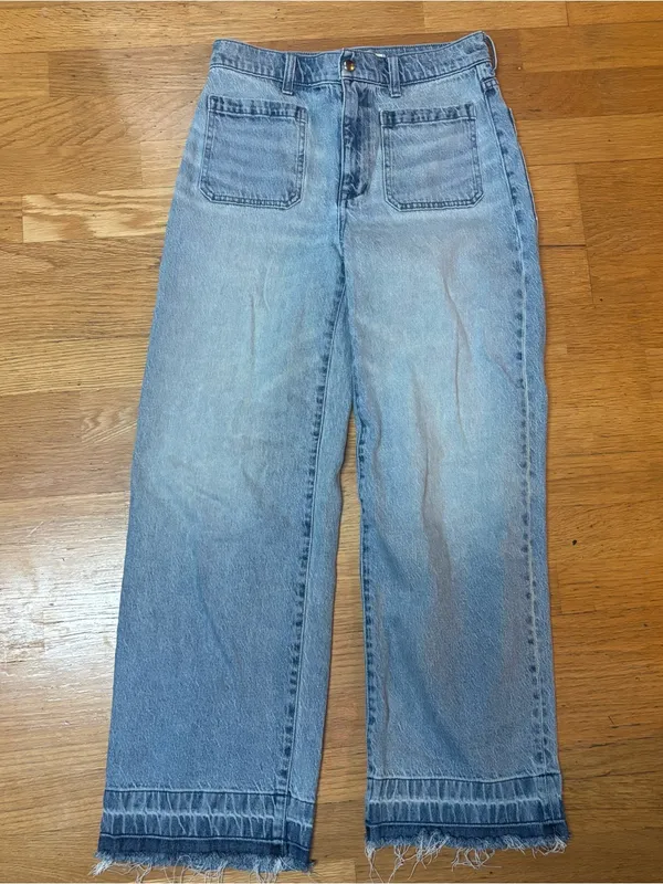 Madewell Emmett Patch Pocket Released Hem Boho Coastal Cowgirl Wide Leg Jeans 28 - Image 3