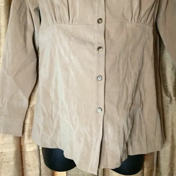 Motherhood Maternity Top in Sueded Touch Polyester Button Down w/Waist Ties-Sz M - Image 5