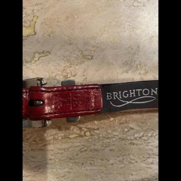 Brighton 03507 Red Leather Southwest Beaded Belt Size Women's‎ M - Image 7
