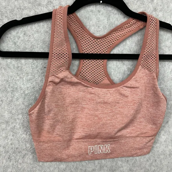 PINK Victoria's Secret Seamless Lightly Lined Sports Bra Size Medium Mesh - Image 3