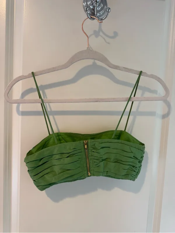 Aje Thea Draped Twist Fern Green Crop Top| Size 4 - Image 6