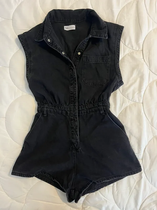 Black Denim Romper - Image 2