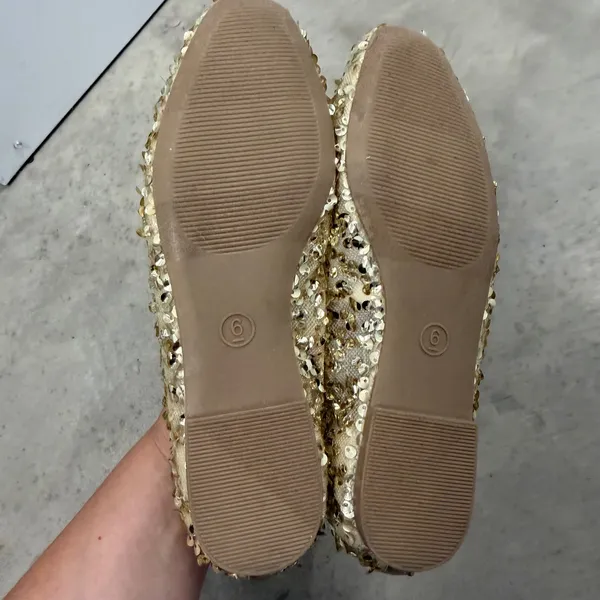 A New Day Gold Sequin Mesh Ballet Flats Womens Size 6 Memory Foam New with Tags - Image 5