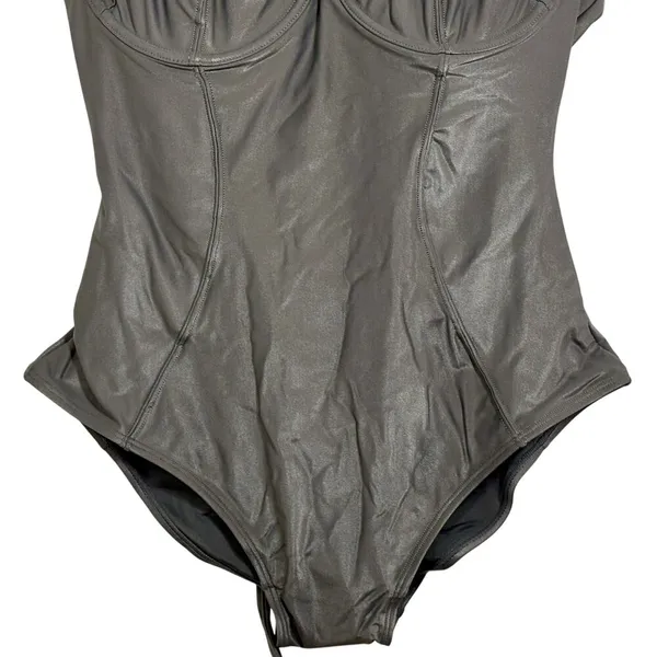 NEW TA3 Lifty Pewter Silver Underwire Corset One Piece Swimsuit Size L Short B/C - Image 5