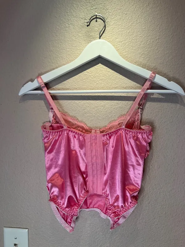 Pink Satin Corset Top Size Small - Image 5