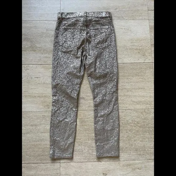Seven 7 For All Man Kind Pants Size 28 Gold Marble Shimmer Designer Pants‎ - Image 5