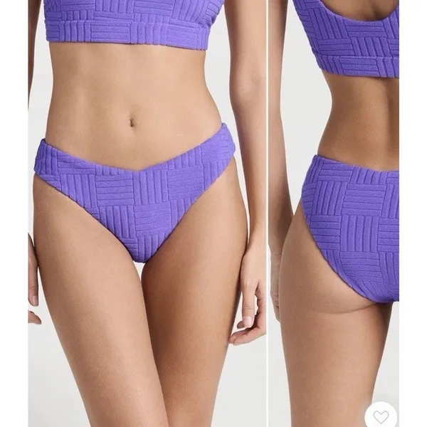 Beach Riot Peyton Textured Bikini Top & Vanessa Bikini Bottom L Ultra Violet NEW - Image 3