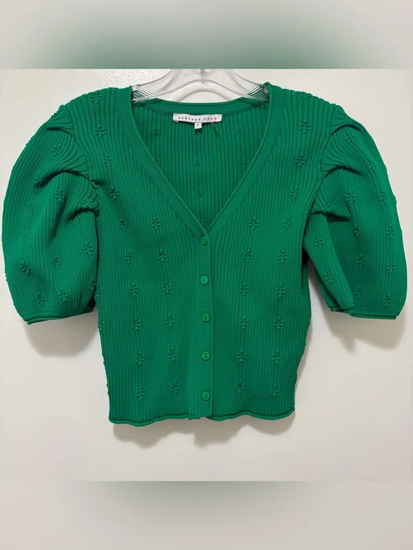 Endless Rose Puff Sleeve Green Cardigan Small - Image 6