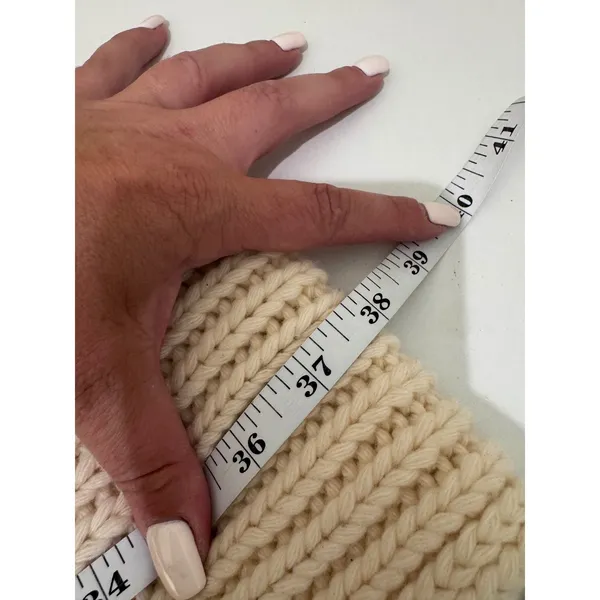 J Crew Scarf Women OS Cream Ribbed Wool Cashmere Fringe Winter Classic Luxury - Image 5