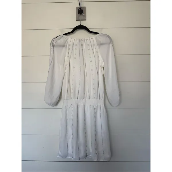 White House Black Market Women’s 8 White Vneck Mini Dress - Image 3