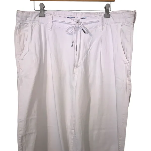 Old Navy White High Rise Drapey Drawcord Wide Leg Pants - Image 2