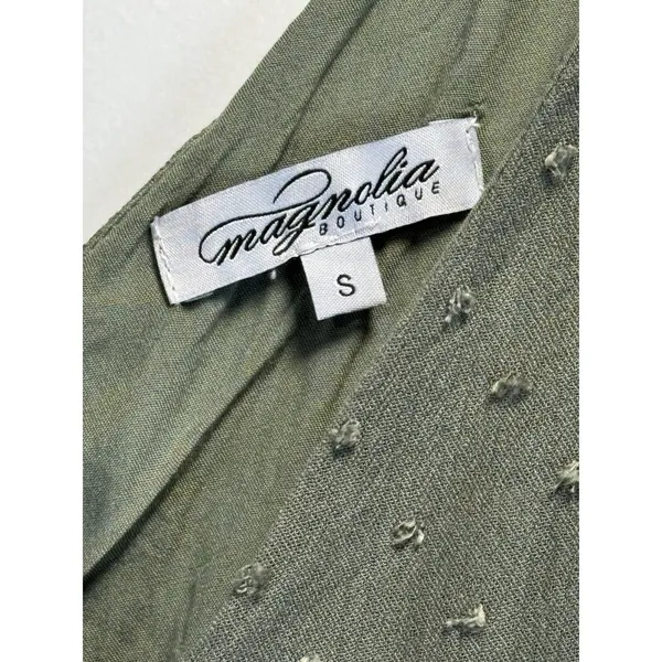 Magnolia Boutique Green Mini Dress Swiss Dot V‎ Neck Flutter Sleeve - Image 3