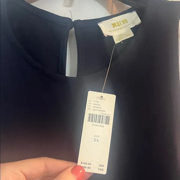 NWT Maeve Anthropologie Navy Blue Flounce Midi Maxi Dress Sz XS - Image 2