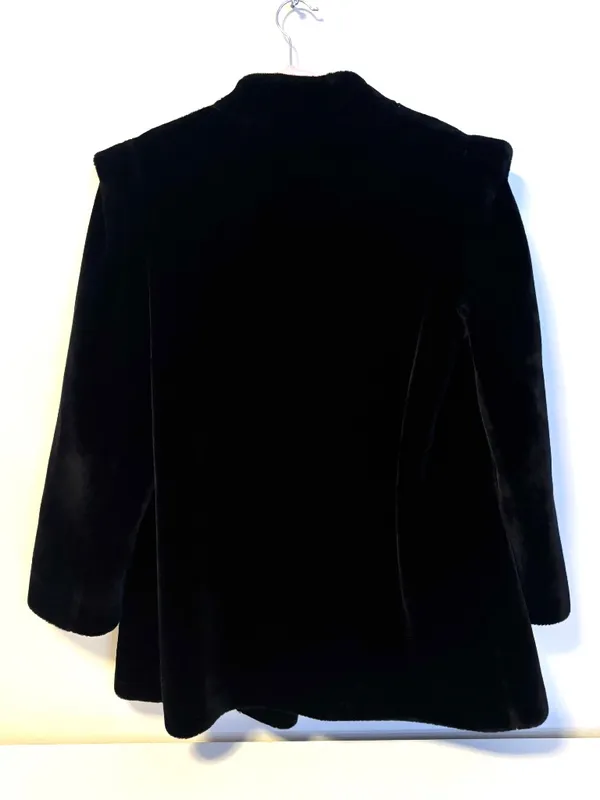 Sasson Vintage Faux Fur Plush Jacket Hook and Eye Closure Black Womens Size 14 - Image 2