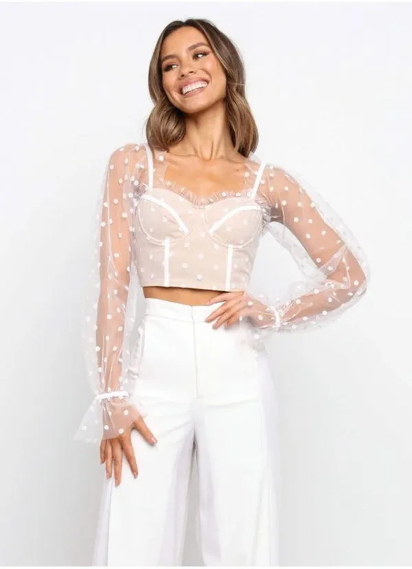 HELLO MOLLY Varinka Top In White Dot - Image 4