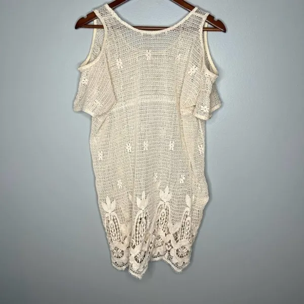LOVERS + FRIENDS WEEKEND TUNIC cream natural cold shoulder unlined size large - Image 7