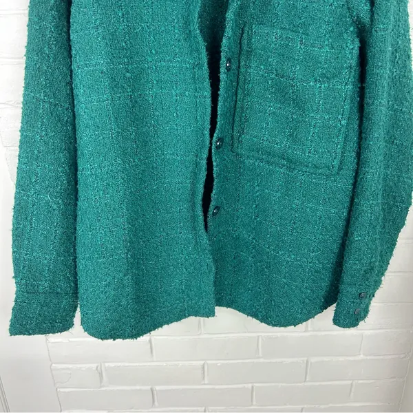 Abercrombie + Fitch Green Tweed Knit Oversize Shacket Size M - Image 4