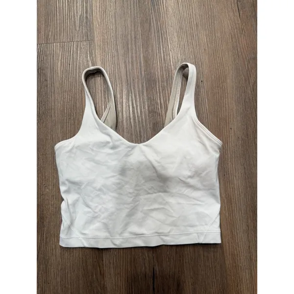 Lululemon Align Tank Top White Nulu Cropped Yoga Bra LW1CNBS Size 4 - Image 3