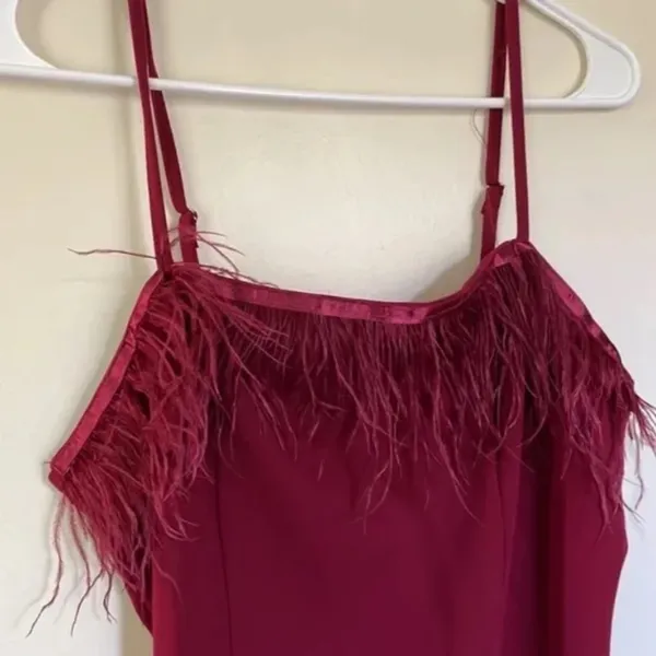Iris Garnet Feather Trim Cami Dress Women Size M - Image 4