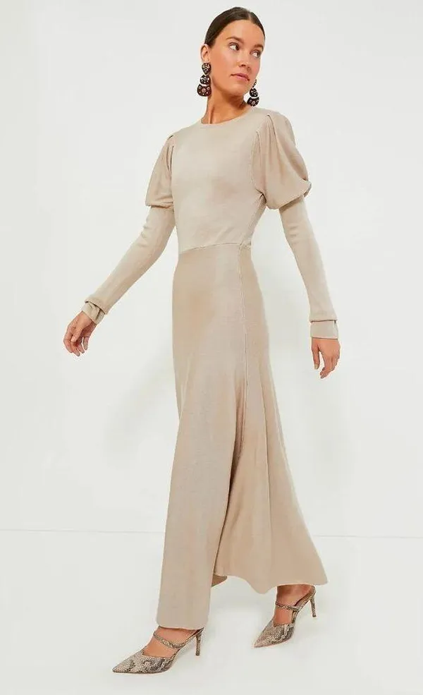 NWT Tuckernuck POMANDER PLACE Brielle in Tan Knit Maxi Sweater Dress S - Image 3