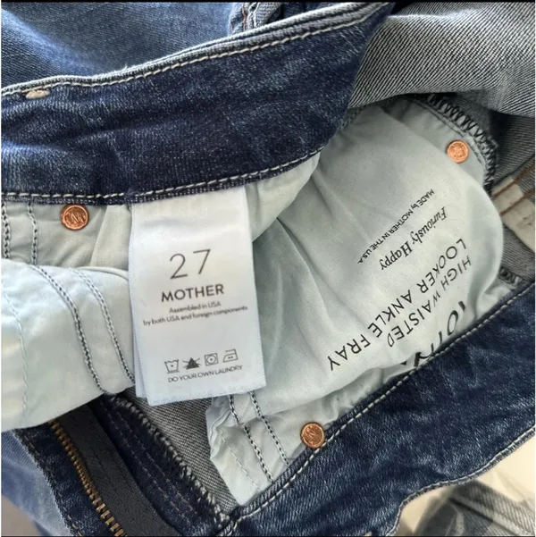 MOTHER Denim High-Waisted Looker Ankle Fray Furiously Happy Distressed Blue - Image 11