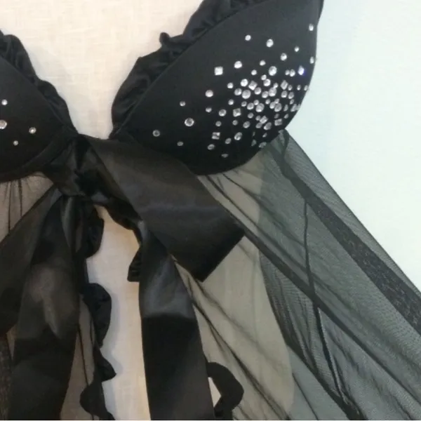 Victoria’s Secret black rhinestone bling babydoll - Image 5