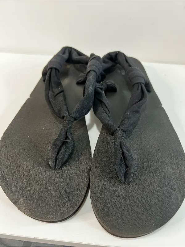 Sanuk Yoga Sling Ella Black Knotted Fabric Boho Sandals - Image 3