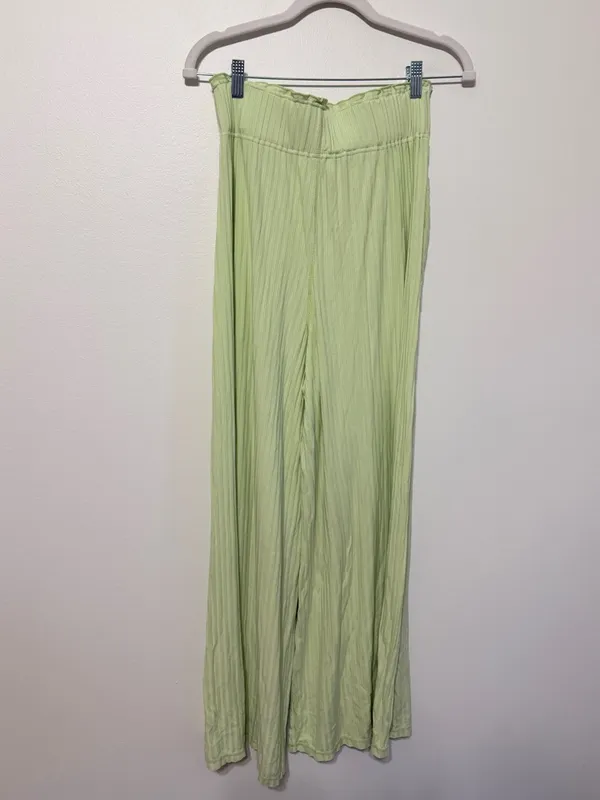 Free People Movement Blissed Out Wide Leg Pants Womens Size XS Green Ribbed - Image 7