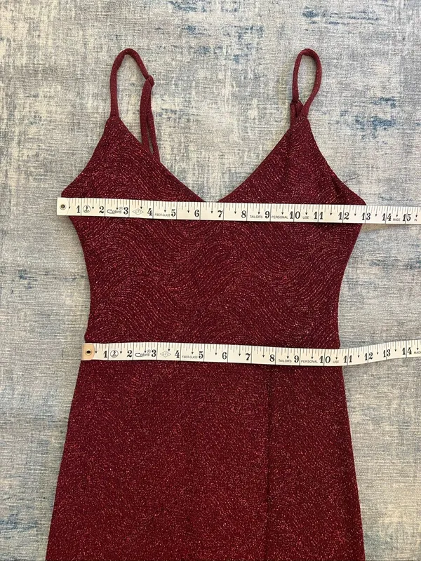 Windsor Burgundy Wine Keira Glitter Knit High Slit Formal Dress Size 1 / 2 - Image 7