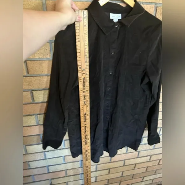 J Jill Dark Brown Corduroy Button Up Shirt Women’s Size Medium - Image 6