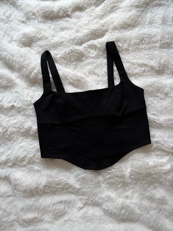 Garage Black Cropped Corset Top - Image 2