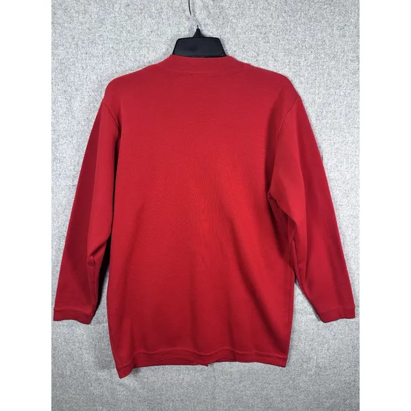 Suzelle Womens‎ Cardigan Large Sweater Red Embroidered Cosmetics Button 90s - Image 3