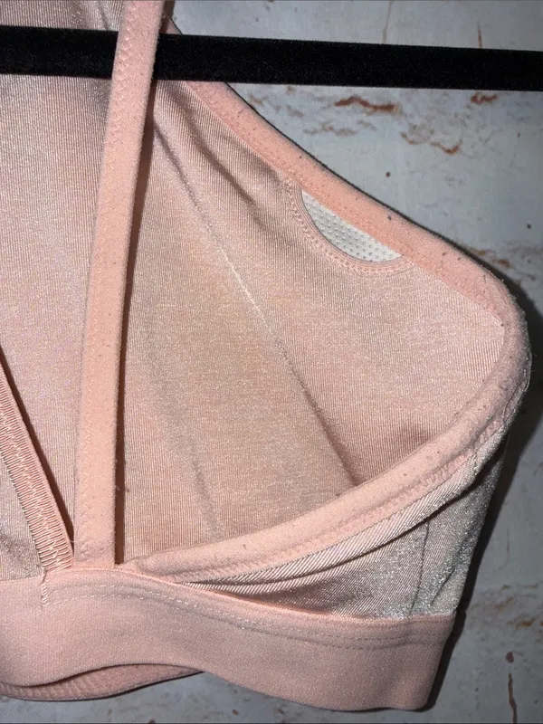 Nike Pink High-Neck Strappy Sports Bra no pads Med pullover gym workout - Image 6