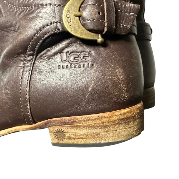 UGG Australia Amberlee Espresso Leather Equestrian Style Boots, Size 9.5 - Image 7