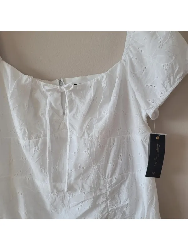 City Triangles White Eyelet Mini Dress NWT SZ 19 Cotton - Image 6