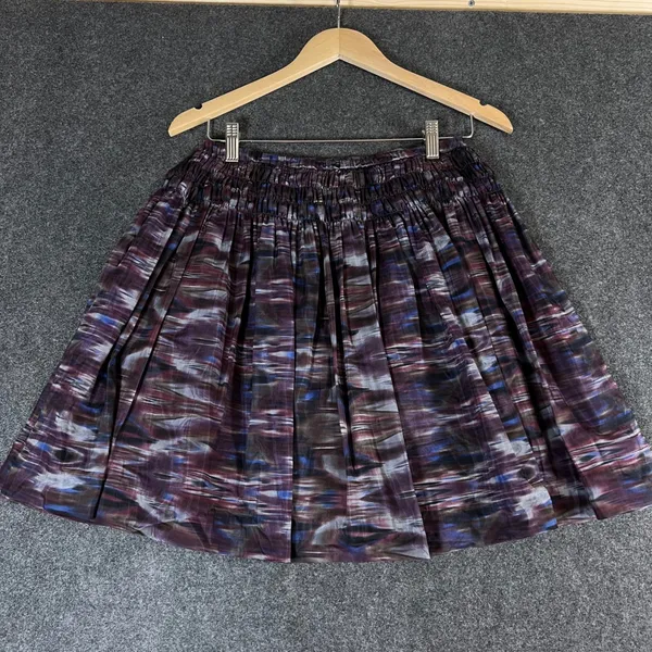 Lord & Taylor Silk Cotton Ikat Print 2 Piece Set Top & Skirt Purple Blue Sz 8 M - Image 13