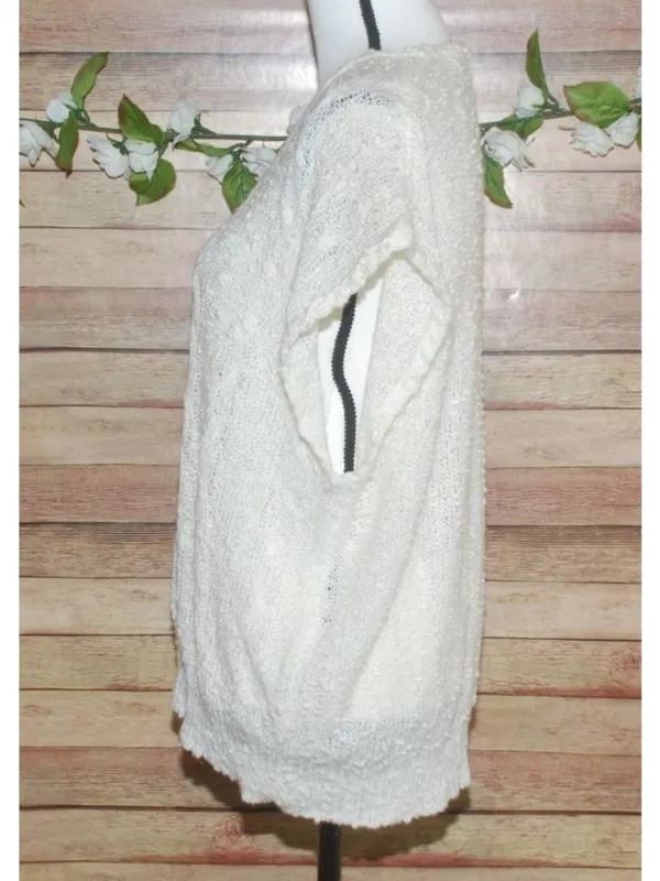 VTG 80's Queen Bee Oversized Ivory Sweater Size 44 US M Neutral Sleeveless Vest - Image 4