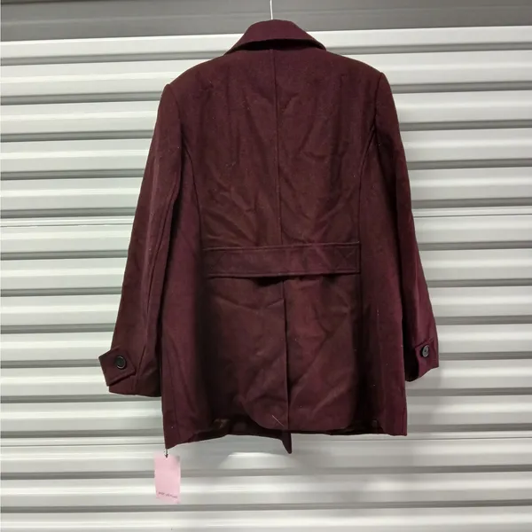 $238 Avec Les Filles Womens Coat XL Burgundy Wool Blend Double Breasted Jacket - Image 4