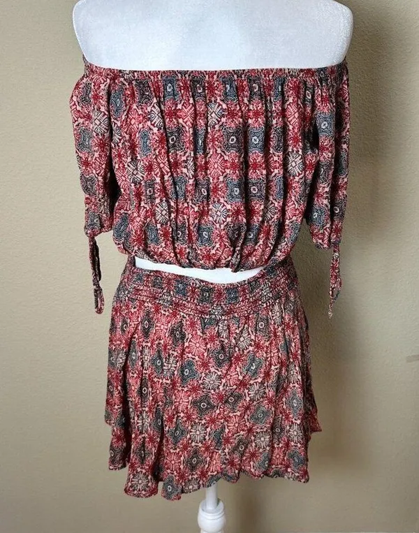 FREE PEOPLE Two Piece Crop Top Mini Skirt Set Size Small - Image 5