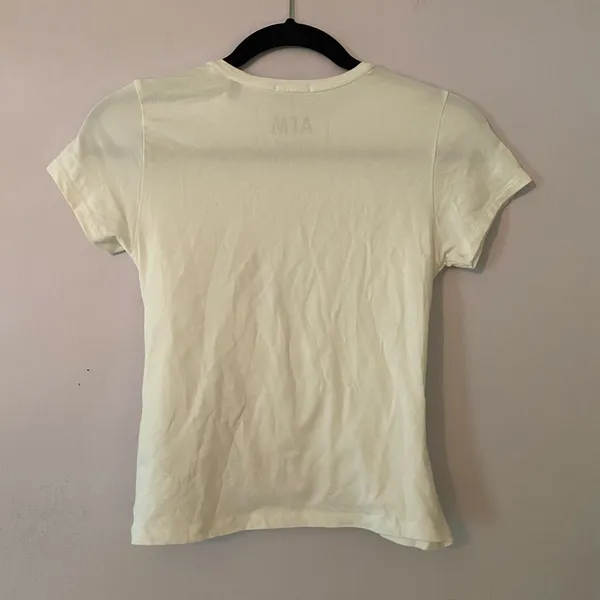 ATM White Cropped Cross-over Tee Stretchy Minimalist Sporty Women's size Small - Image 5